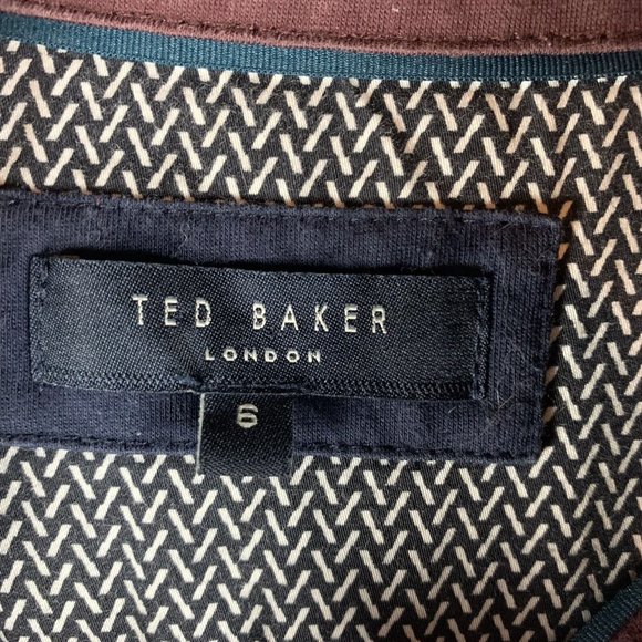 Ted Baker Polo Shirt Men's 6 Gray Printed‎ Pocket Collared Long Sleeve 8399 - Picture 3 of 6